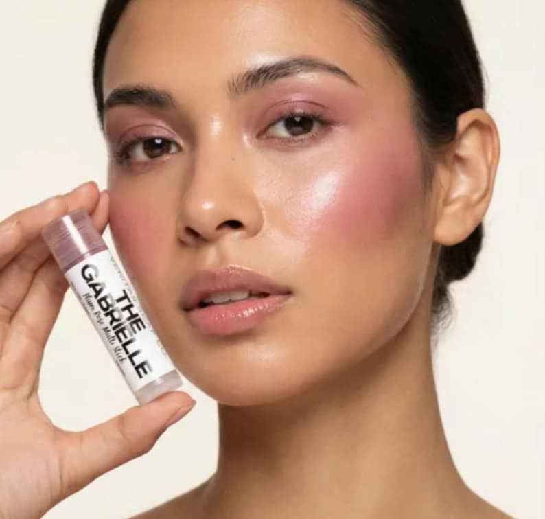 Sheer Plum Rose Semi-Sparkle - THE GABRIELLE Multi Stick - Cream Makeup - Vegan Lipstick / Eye Gloss / Cream Blush image 1