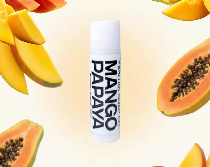 MANGO PAPAYA Lip Balm - Organic Mango and Papaya Juices | Tropical Balm | Turmeric | Mango Butter
