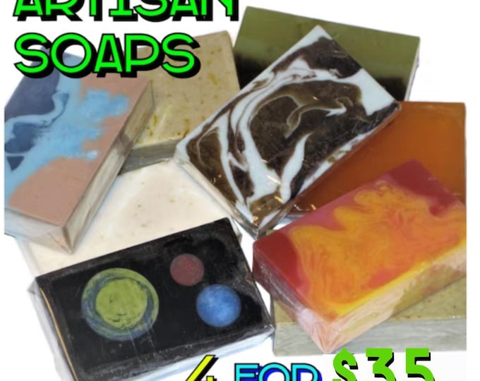 4 Soap Bars for 35 Dollars - Save Money when you buy 4 Artisan Soaps! (Company's Choice) - Vegan / Soap Bars / Essential Oils Only