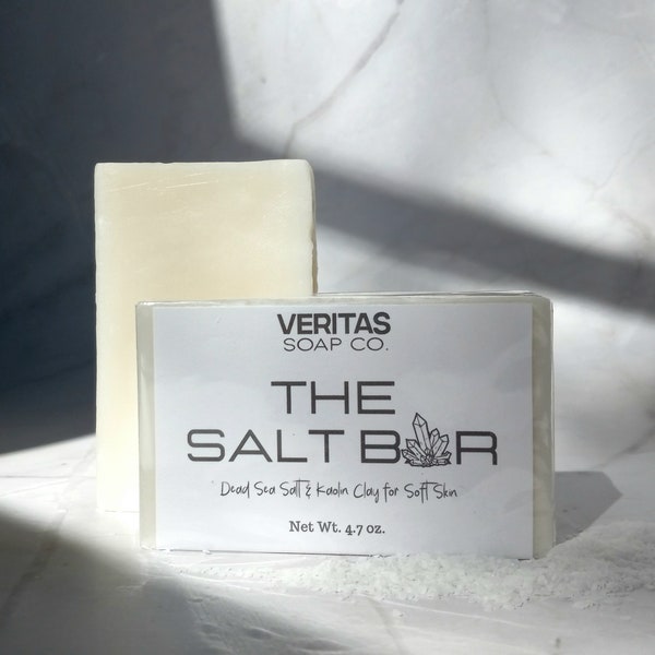 Salt Soap - THE SALT BAR - Dead Sea Salt & Kaolin Clay for Soft Skin | Vegan | Soothe | Refresh | Artisan Soap | Face Soap | Acne