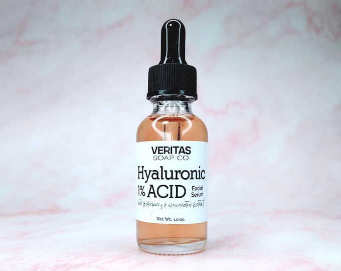 HYALURONIC ACID 1% Facial Serum w/ Elderberry & Resveratrol Extract | Vegan | Sensitive Skin | Fresh Face