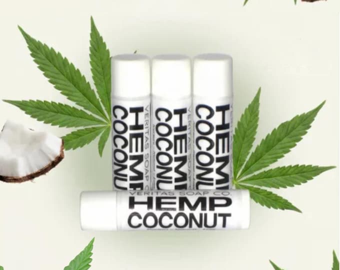 HEMP COCONUT Lip Balm - Organic Hempseed Oil & Organic Unrefined Coconut Oil - VEGAN / Pool / Beach / Summer / Chapped Lips