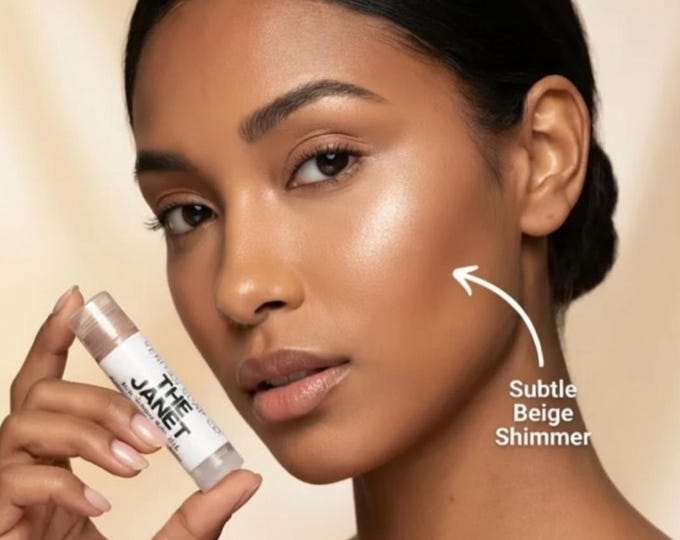 Beige Shimmer - THE JANET Multi Stick - Cream Makeup - Vegan Lipstick / Eye Gloss / Highlighter