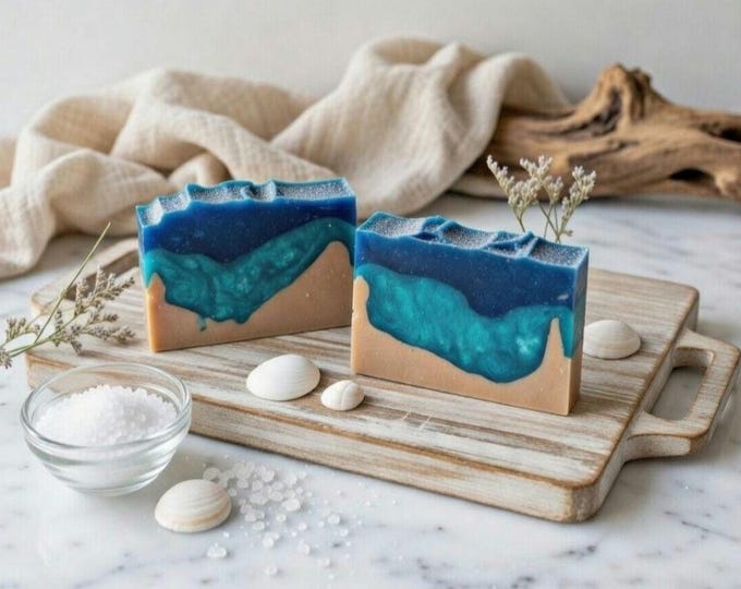 Coconut Soap - The SOUTH BEACH Bar - Sea Salt, Pumice, Ground Luffa Gourd - Get glam! Vegan, Exotic Coconut, Beach
