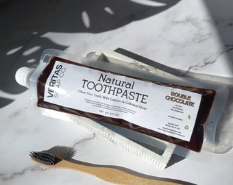 DOUBLE CHOCOLATE Toothpaste - Clean Your Teeth with Colloidal Silver & Cacao | No Mint | No Fluoride | Kids | Baking Soda