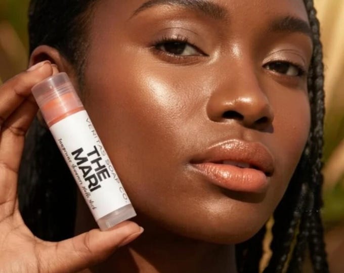 Tangerine Shimmer - THE MARI Multi Stick - Cream Makeup - Vegan Lipstick / Eye Gloss / Cream Blush