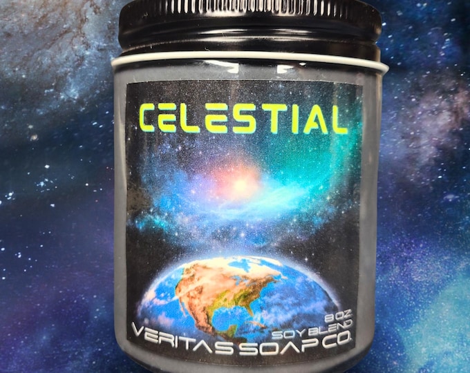 CELESTIAL Shimmering Candle | Wood Wick | Space Decor | Galaxy Candle | Outer Space | Sci-Fi | Futuristic| Earth | Clean Scent