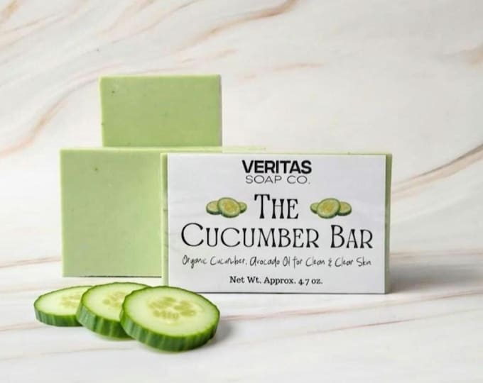 Cucumber Soap - The CUCUMBER Bar - Made with Organic Cucumber Pulp & Juice | Avocado Oil | Face Soap | Astringent | Artisan Soap
