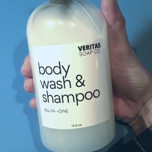 BODY WASH & SHAMPOO - All-in-One | No Parabens | Sulfate Free | Clarifying Shampoo | Liquid Soap | Organic Black Seed Oil | Minimalist