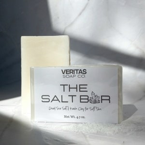 Salt Soap - THE SALT BAR - Dead Sea Salt & Kaolin Clay for Soft Skin, Vegan, Epsom Salt, Soothe, Refresh, Artisan Soap, Face Soap, Acne