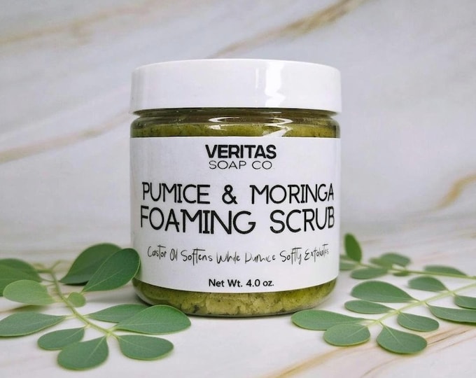 Organic Moringa Foaming Scrub – Pumice Exfoliating Soap, Essential Oils