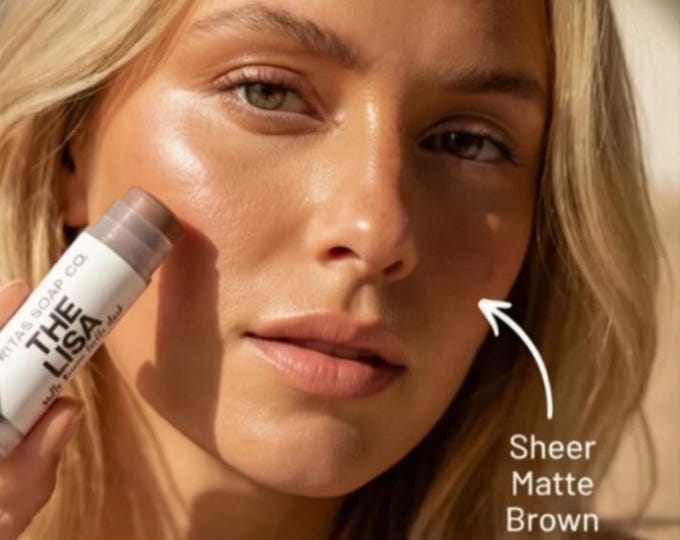 Sheer Matte Brown - THE LISA Multi Stick - Cream Makeup - Vegan Lipstick / Eye Gloss / Cream Blush / Face Bronzer