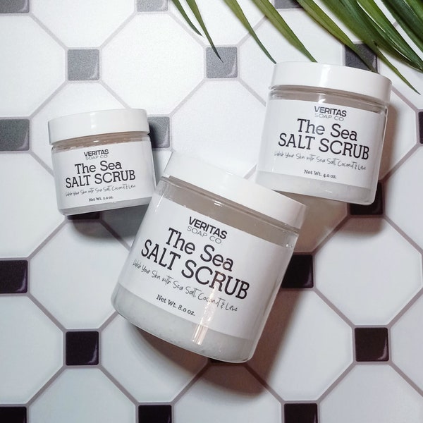 The SEA SALT SCRUB - Dead Sea Salt, Organic Coconut Oil, Pure Lime Essential Oil & Fresh Lime Juice / Vegan / Beach / Salt Life / Key West