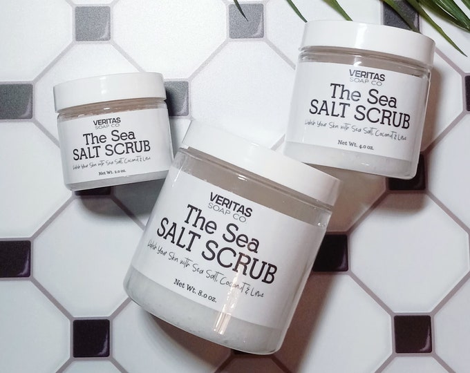 The SEA SALT SCRUB - Dead Sea Salt, Organic Coconut Oil, Pure Lime Essential Oil & Fresh Lime Juice / Vegan / Beach / Salt Life / Key West