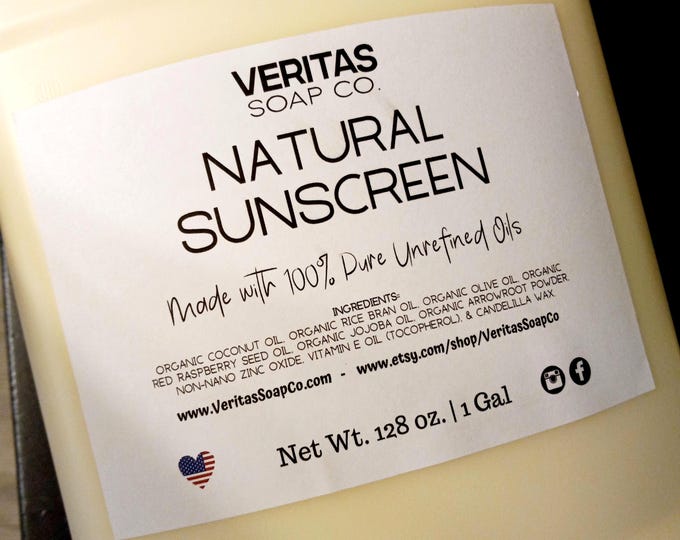 Natural SUNSCREEN - Bulk/Wholesale | Organic Ingredients | Kid Safe | NO Chemicals | Beach | Pool | Summer | Fitness | Daily Use | Reef Safe