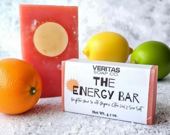 Organic Citrus Soap Bar – Vegan Energy Bar with Sea Salt