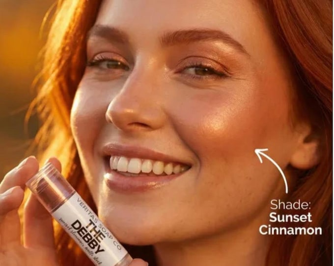 Sunset Cinnamon Shimmer - THE DEBBY Multi Stick - Cream Makeup - Vegan Lipstick, Eye Gloss, Blush