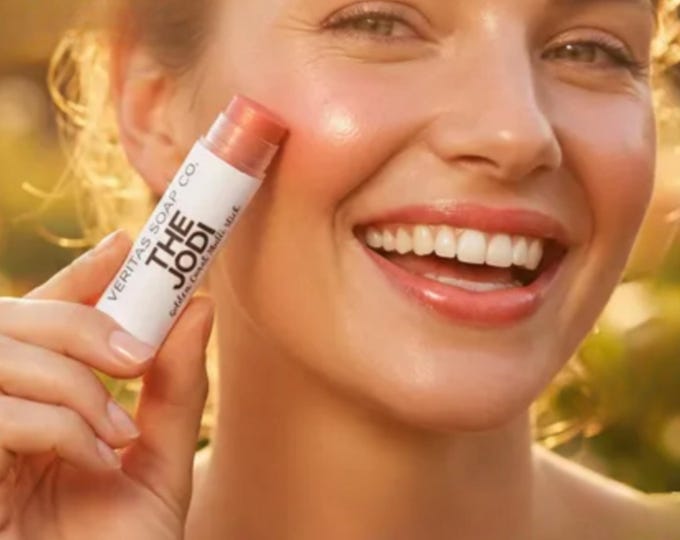 Sheer Golden Coral Shimmer- THE JODI Multi Stick – Vegan Cream Makeup, Eye Gloss, Blush, Lipstick