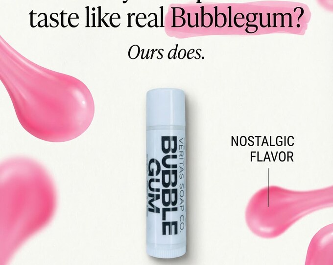 BUBBLEGUM Lip Balm - Organic Coconut & Avocado Oil | Gift for Teen | Old School Flavor