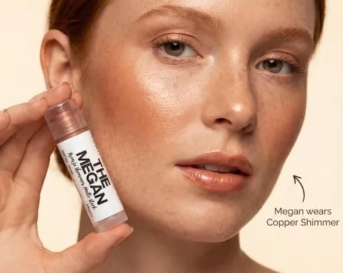 Sheer Bronze Copper Shimmer – THE MEGAN Multi Stick   - Vegan Cream Makeup - Bronzer / Cream Blush / Lipstick