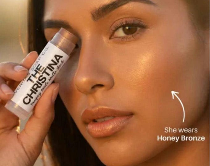 Honey Bronze/Brown Shimmer - THE CHRISTINA Multi Stick – Vegan Cream Makeup, Bronzer