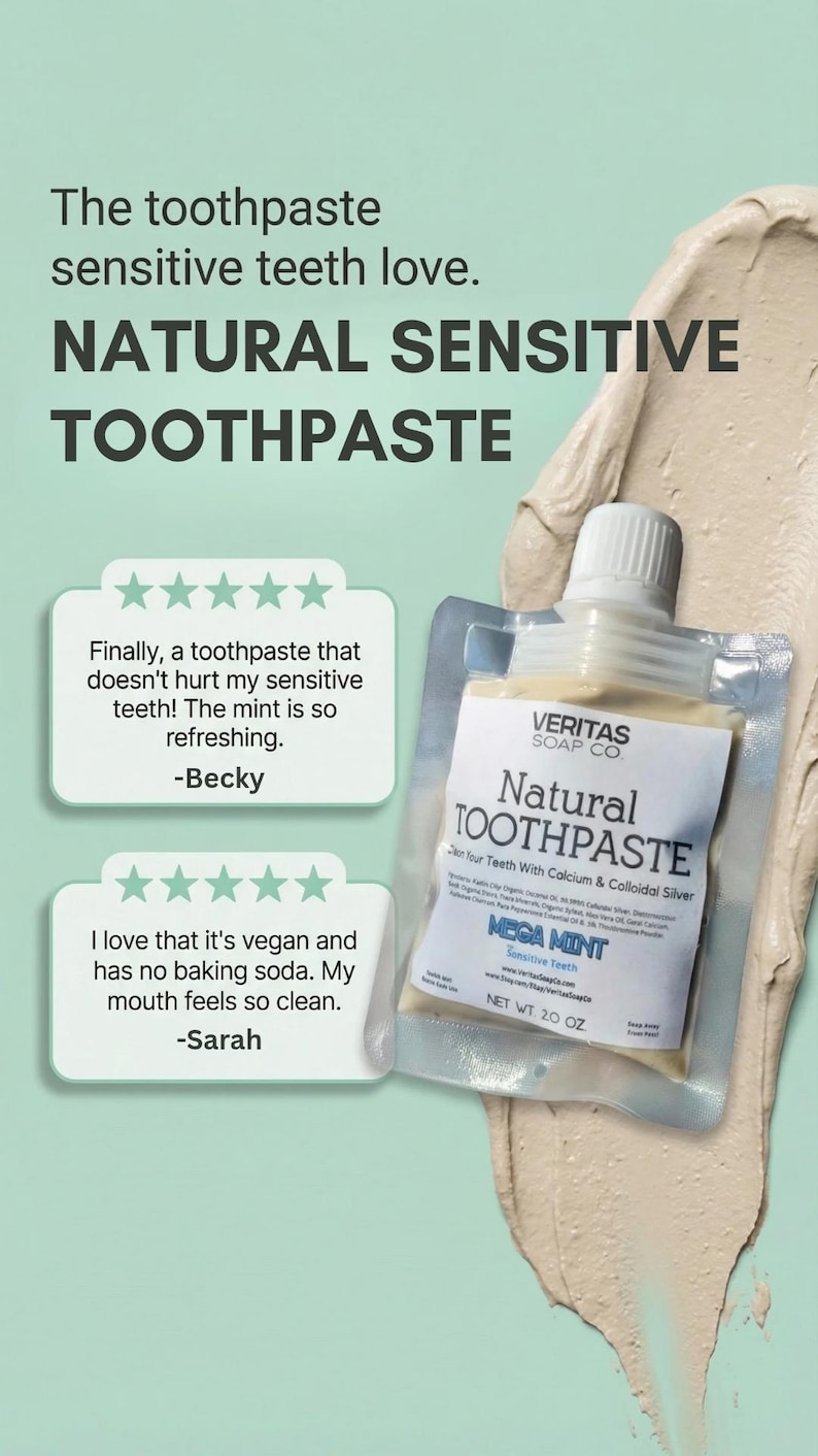 Colloidal Silver Toothpaste for Sensitive Teeth – Mega Mint, Vegan image 2