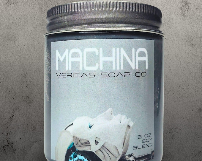 MACHINA Shimmering Candle | Wood Wick | Minimalist Decor | Silver Candle | AI | Robot | New Car Scent | Unisex Scent