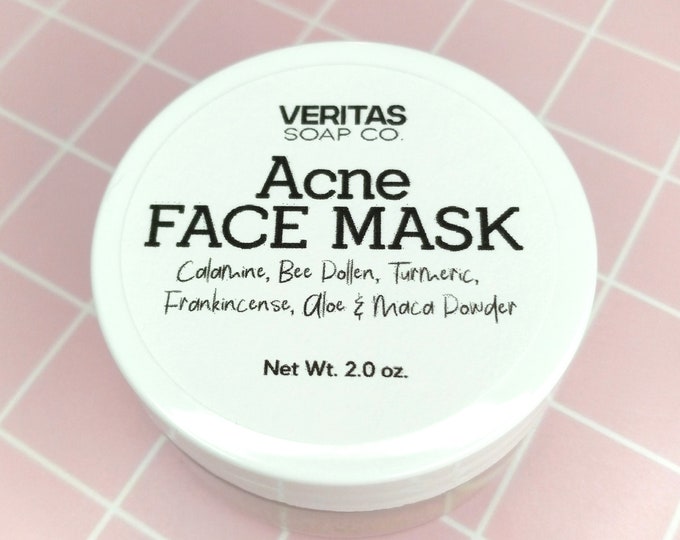 ACNE Face Mask/Cleansing Grains - Calamine Powder, Bee Pollen Powder, Organic Turmeric, Frankincense, Aloe Vera, Sea Clay & Maca Powder
