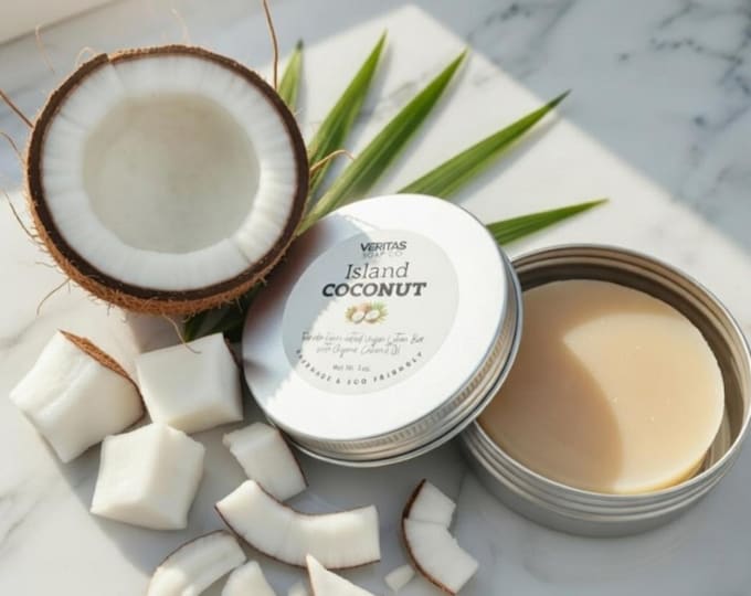 ISLAND COCONUT Lotion Bar - Florida-Formulated Lotion Bar – 3oz – Vegan Moisturizer with Organic Unrefined Coconut Oil in Metal Tin