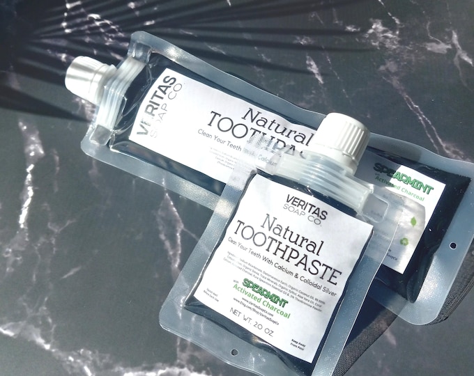 Charcoal TOOTHPASTE - Clean your Teeth with Colloidal Silver in SPEARMINT, Organic, Vegan, No Fluoride, Whitening Toothpaste, Face Scrub