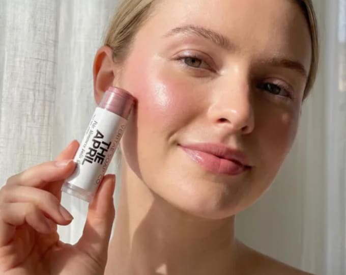 Pink Rose Shimmer - THE APRIL Multi Stick - Cream Makeup - Vegan Lipstick, Eye Gloss, Blush