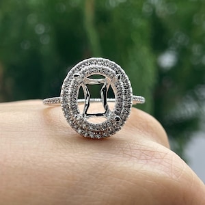 Solid White Gold Diamond Ring lower Setting Ring Double Halo Engagement Ring Natural Diamond Wedding Jewelry Hand-made Engagement Ring
