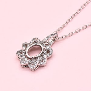 Oval 8X6mm Diamond Pendant Statement Estate 14K Gold Pendant Pendant Setting White Gold Pendant Necklace Custom Pendant Halo Pendant