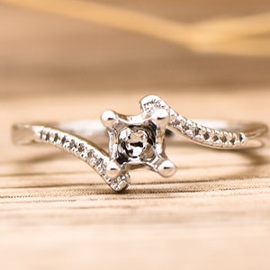 14K Gold 4mm Princess Semi Mount Diamonds Engagement Ring Setting Ring Mounting Custom Ring Setting