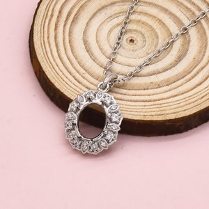 14K Gold Semi Mount Pendant Setting Wedding Necklace Oval 10.5X8.5mm Gold Flower Pendant Custom Pendant Charm Can Make 18k Yellow Rose Gold
