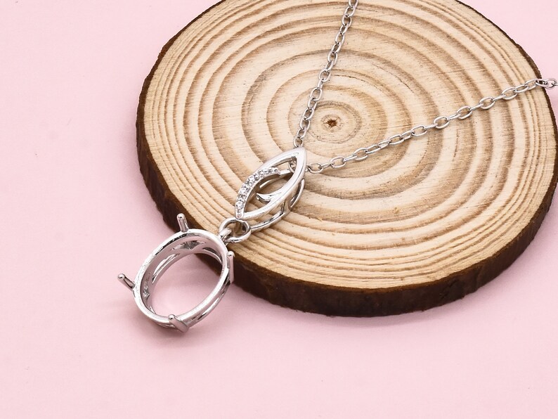 Estate 14K Gold Semi Mount Pendant Setting Without Stones Oval Etsy