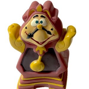 Vintage 1992 90&#39;s Disney Beauty and the Beast clock Cogsworth rubber pvc toy