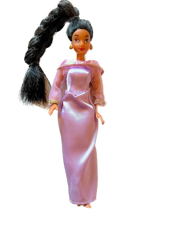 disney princess purple dress brown hair Vintage 1990's Classics Jasmine Aladdin Small Doll 6.5
