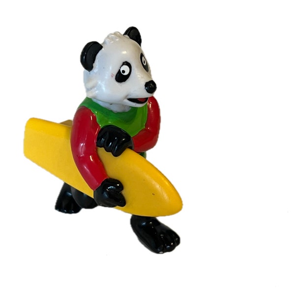 Vintage 1992 90's White Castle panda bear pvc figure with surfboard HTF