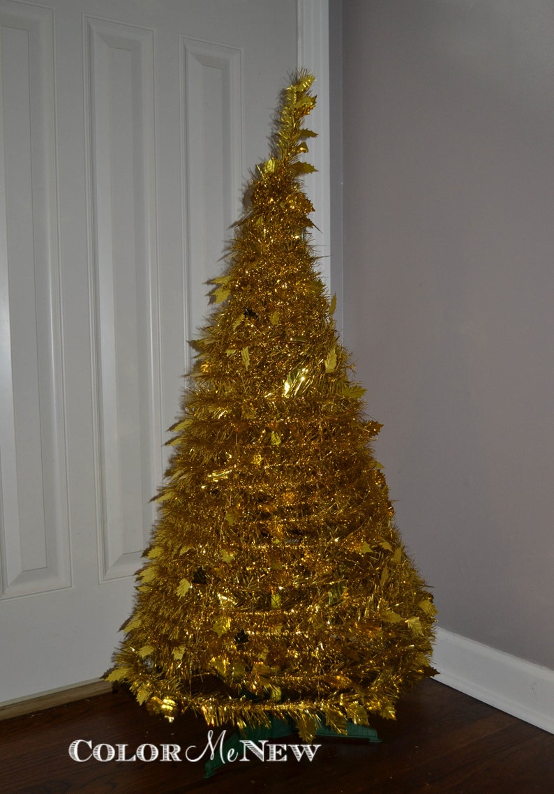 Vintage Gold Tinsel Tree New Old Stock Etsy