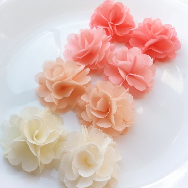 Girls/Baby Flower Hair Clip, Cute Coral,Pink,Apricot,Ivory Chiffon Flower, Toddler Hair Clip, Flower Pigtail Clippies, Flower Snap Clip