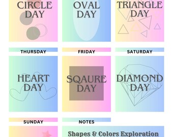 Weekly Shapes Learning Plan For Toddlers/Homeschooling 7 days/Parenting Planner-Digital Printable Sheet-Instant Download