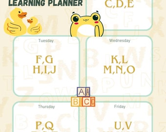 Weekly Alphabets Learning Plan For Toddlers/Homeschooling 7 days/Parenting Planner-Digital Printable Sheet-Instant Download