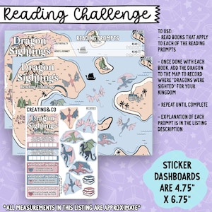 Voor de Sky Dragon Sightings Map 5x7 Reading Challenge-dashboard en stickertrackers - RC385