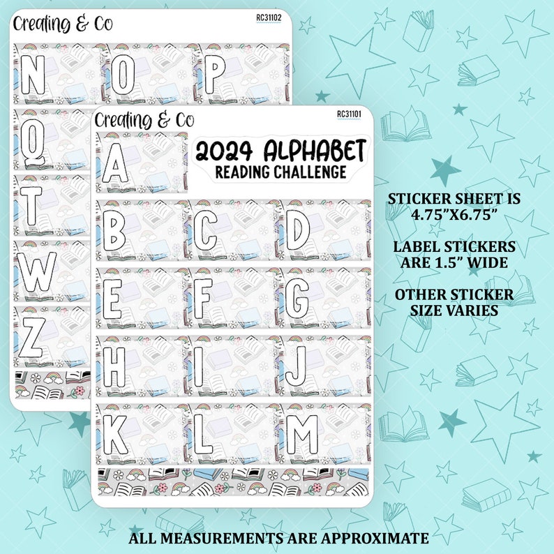 2024 Alphabet Reading Challenge Label Sticker Set RC311 image 1