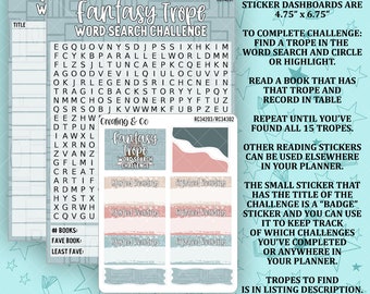 Fantasy Trope Word Search 5x7 Dashboard and Sticker Trackers - RC342