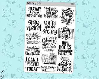 Bookish Lifestyle Quote Stickers, Version 2 - QS021