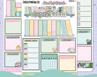 Rustige vijver Augustus Maandelijkse notities Page Builder Stickerset planner - MR063