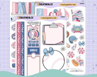 Baseball Hearts Klassiek decoratief dagboek stickervel set - DS098