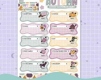 Dragon Harvest Autumn Book Cover Scavenger Hunt Reading Challenge Planner Sticker Set - SRC022